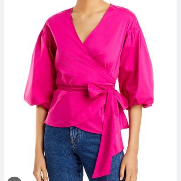 NWT Milly Paulina Poplin Wrap Top - Picture 2 of 5